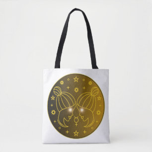 Gemini Zodiac Emblem   Minimal Celestial Symbol Tote Bag