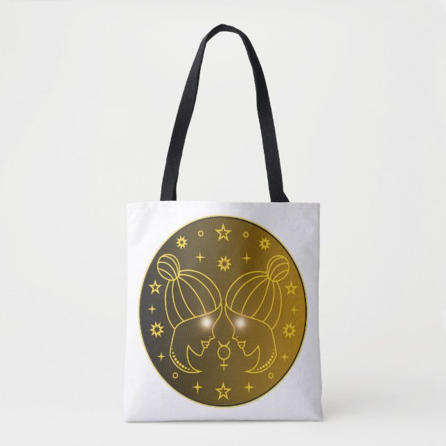 Gemini Zodiac Emblem | Minimal Celestial Symbol Tote Bag (Front)