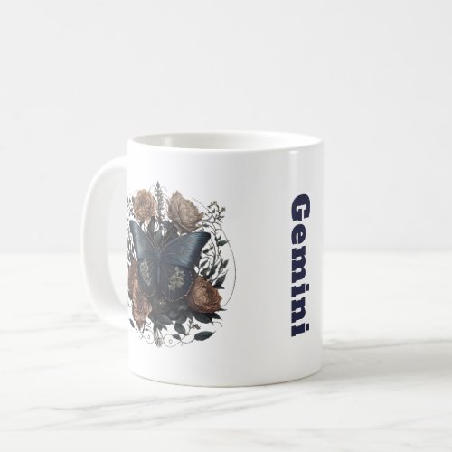 Gemini Zodiac Facts Unique Dark Blue Text Style Coffee Mug