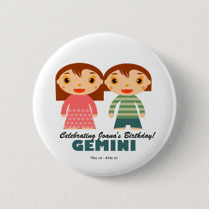 Gemini Zodiac for kids Pinback Button