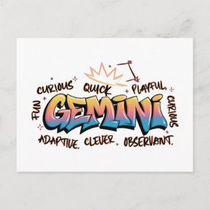 Gemini Zodiac Graffiti Postcard
