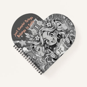 Gemini Zodiac Heart Anime Kawaii Aesthetic Notebook