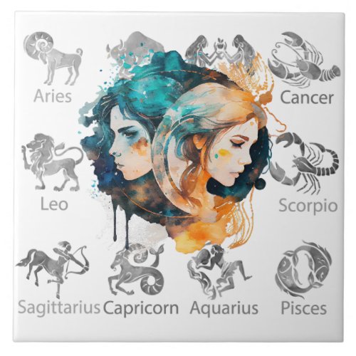 Gemini Zodiac Horoscope Astrology Ceramic Tile