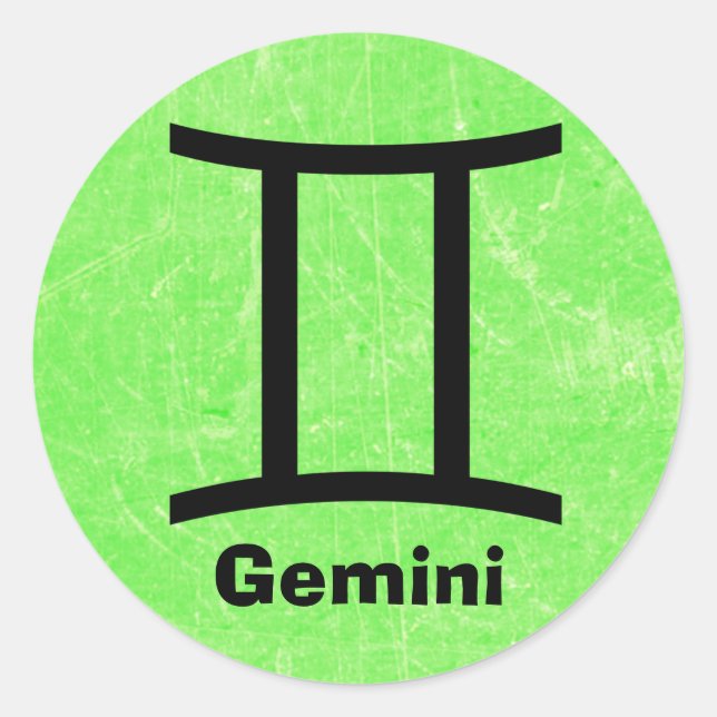 Gemini Zodiac Horoscope Sign Lime Green Sticker (Front)