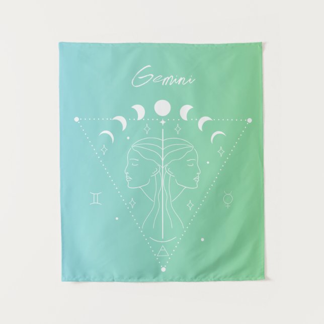 Gemini zodiac horoscope star sign gradient tapestry (Front)