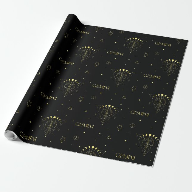 Gemini zodiac horoscope star sign gradient wrapping paper (Unrolled)