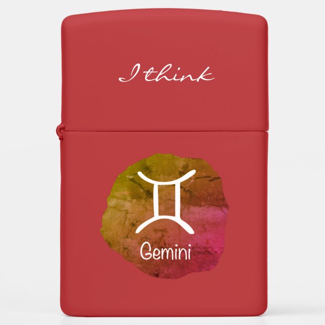 Gemini Zodiac I Think Zippo Lighter (Front)