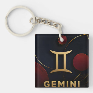 Gemini Zodiac Luxury Celestial Astrology Gift Keychain