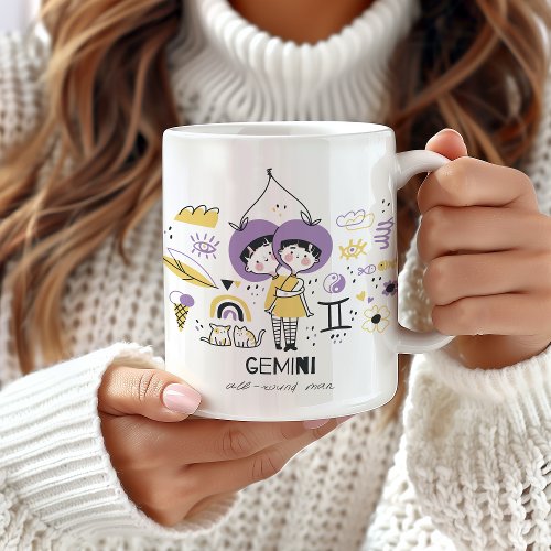 Gemini Zodiac Mug Cute Gemini Starsign Horoscope Coffee Mug