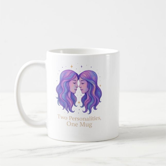 Gemini Zodiac Mug – Funny Gemini Gift – Pastel (Left)