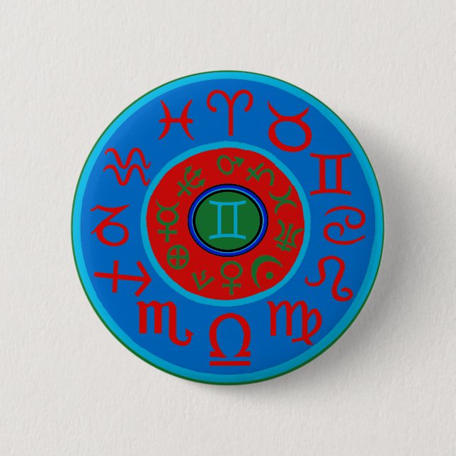 Gemini Zodiac Pinback Button (Front)
