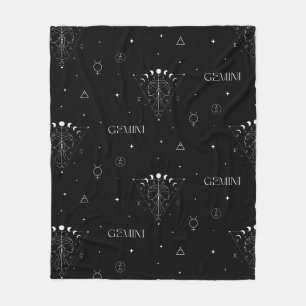 Gemini Zodiac Seamless Pattern – Celestial Twin 1 Fleece Blanket
