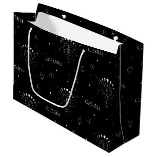 Gemini Zodiac Seamless Pattern – Celestial Twin 1 Large Gift Bag
