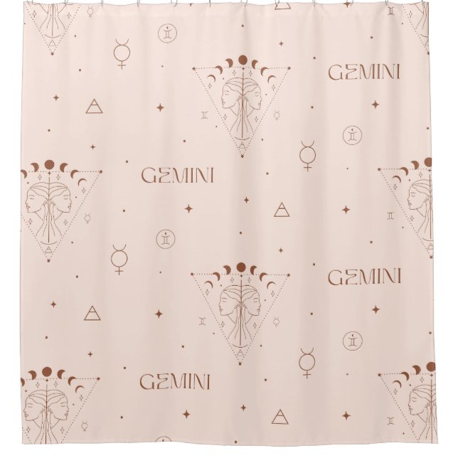 Gemini Zodiac Seamless Pattern – Celestial Twin 2 Shower Curtain (Front)