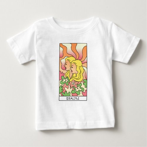 Gemini Zodiac Sign Abstract Art Vintage Baby T_Shirt