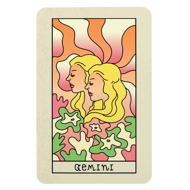 Gemini Zodiac Sign Abstract Art Vintage Magnet (Vertical)