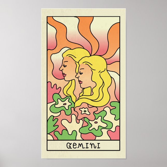 Gemini Zodiac Sign Abstract Art Vintage Poster (Front)