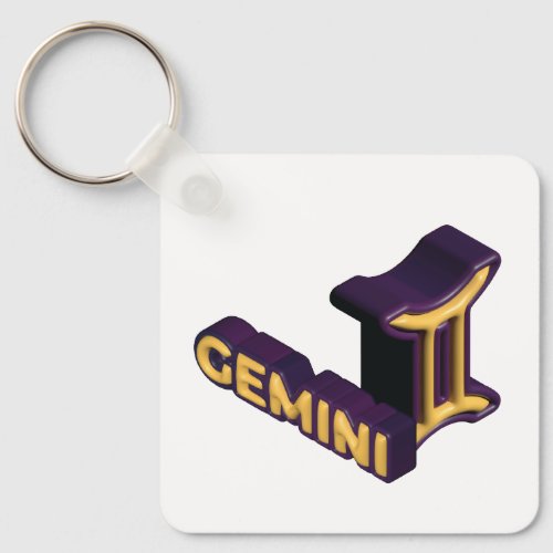 Gemini Zodiac Sign and Text Design Keychain