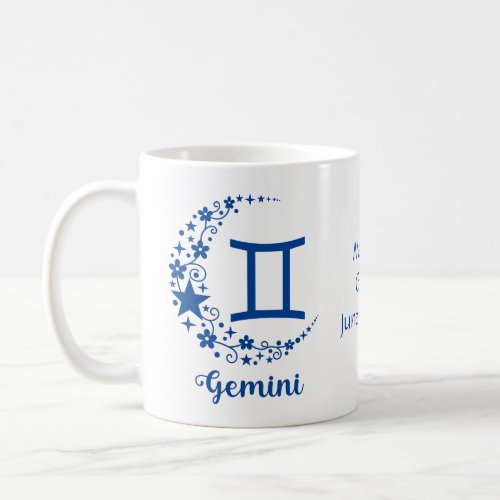 Gemini Zodiac Sign Astrology Birthday Blue White   Coffee Mug