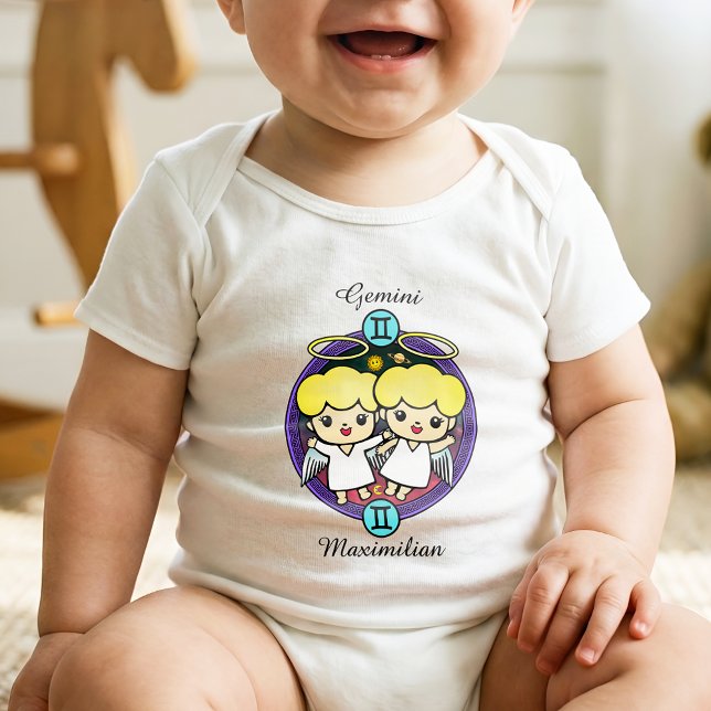 Gemini Zodiac Sign Astrology Cartoon Horoscope Baby Bodysuit (Creator Uploaded)