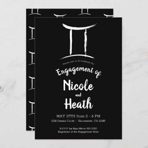 GEMINI Zodiac Sign Astrology Engagement Party  Invitation