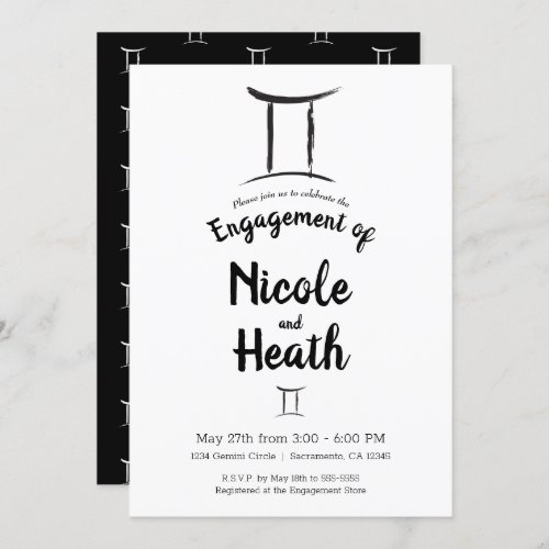 GEMINI Zodiac Sign Astrology Engagement Party  Invitation