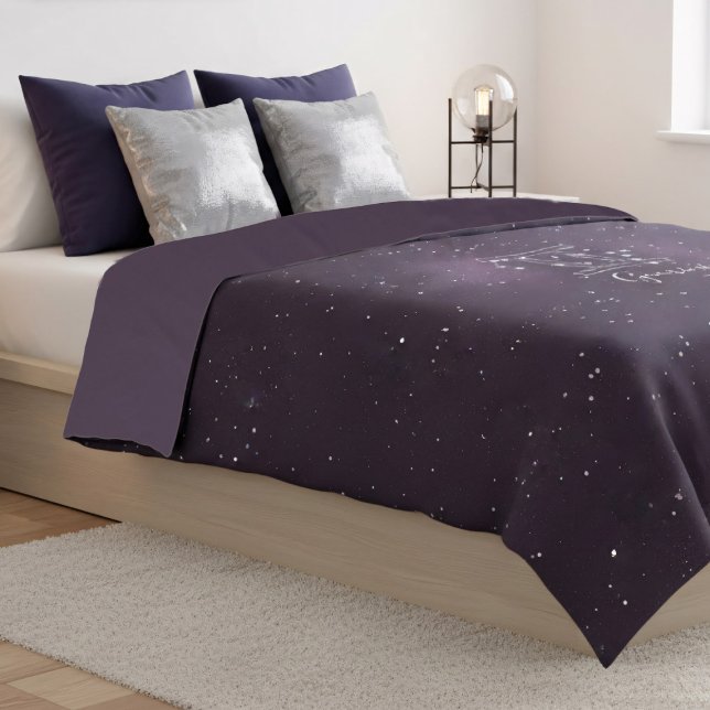 Gemini Zodiac Sign Astrology Purple Duvet Cover (For those who were born under the star sign Gemini and love the color purple. Just add your name)