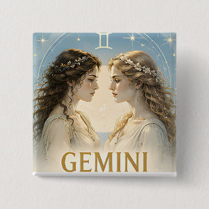 Gemini Zodiac Sign Birthday Astrology Gift Button