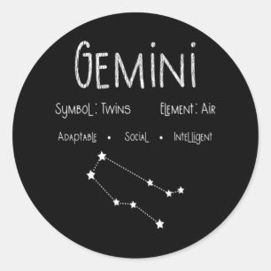 Gemini Zodiac Sign Birthday Gift for Astrology Classic Round Sticker