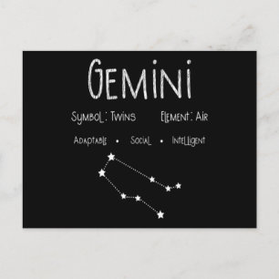 Gemini Zodiac Sign Birthday Gift for Astrology Postcard