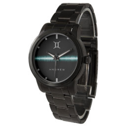 Gemini Zodiac Sign Cool Light Line Custom Name Watch