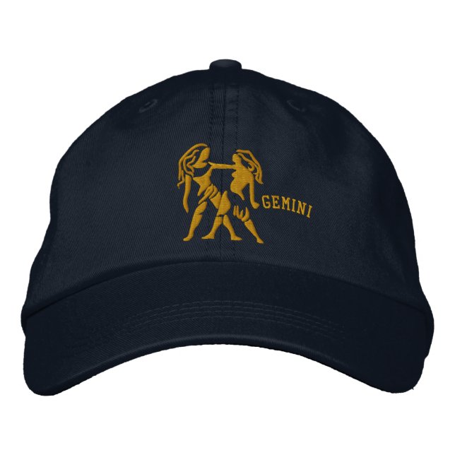 Gemini Zodiac Sign Embroidery May 12 - June 20 Embroidered Baseball Hat (Front)