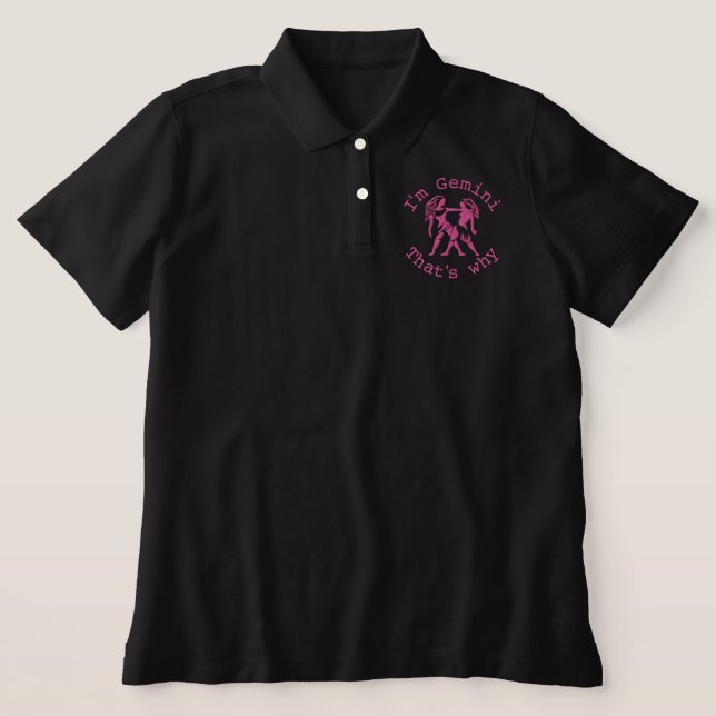 Gemini Zodiac Sign Embroidery May 12 - June 20 Embroidered Polo Shirt (Design Front)