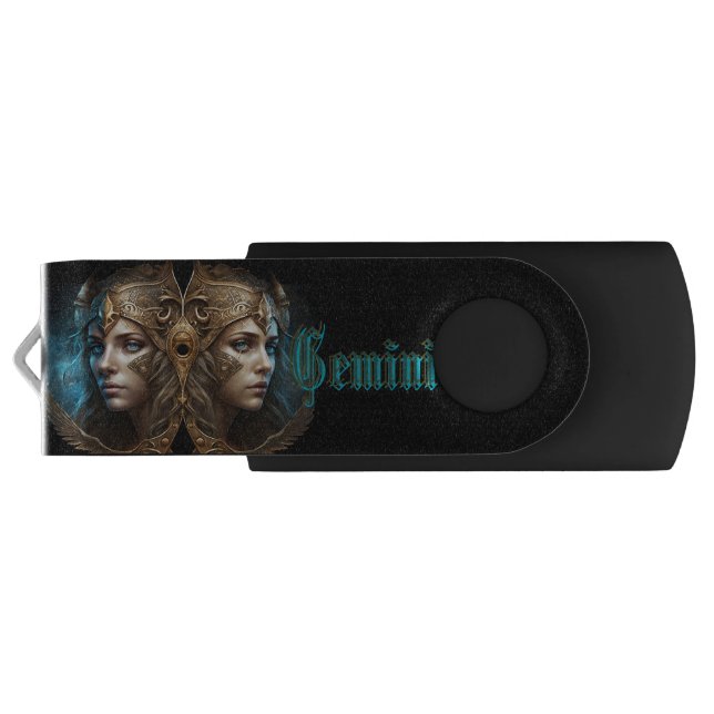 Gemini Zodiac Sign Flash Drive (Back)
