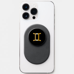 Gemini Zodiac Sign Gold-Black Phone PopSocket