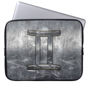 Gemini Zodiac Sign in Grunge Distressed Style Laptop Sleeve