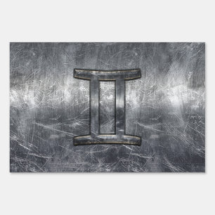 Gemini Zodiac Sign in Industrial Steel Style