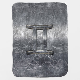 Gemini Zodiac Sign in Industrial Steel Style Baby Blanket