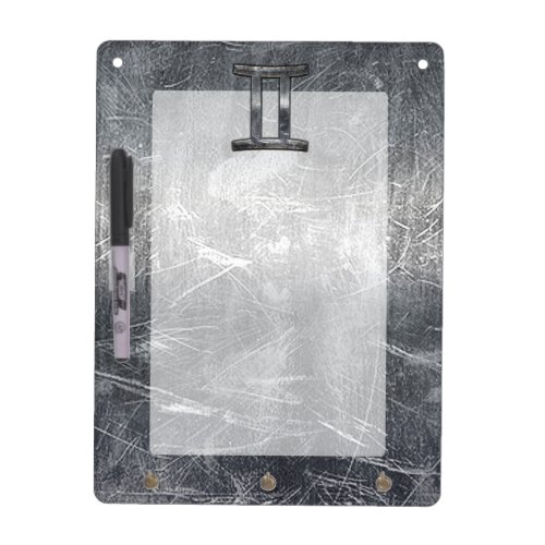 Gemini Zodiac Sign in Industrial Steel Style Dry Erase Board