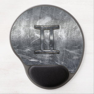 Gemini Zodiac Sign in Industrial Steel Style Gel Mouse Pad