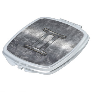 Gemini Zodiac Sign in Industrial Steel Style Makeup Mirror