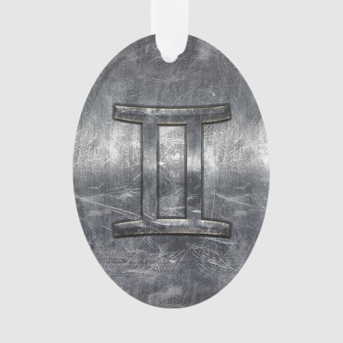Gemini Zodiac Sign in Industrial Steel Style Ornament