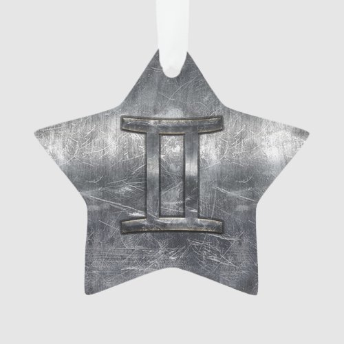 Gemini Zodiac Sign in Industrial Steel Style Ornament