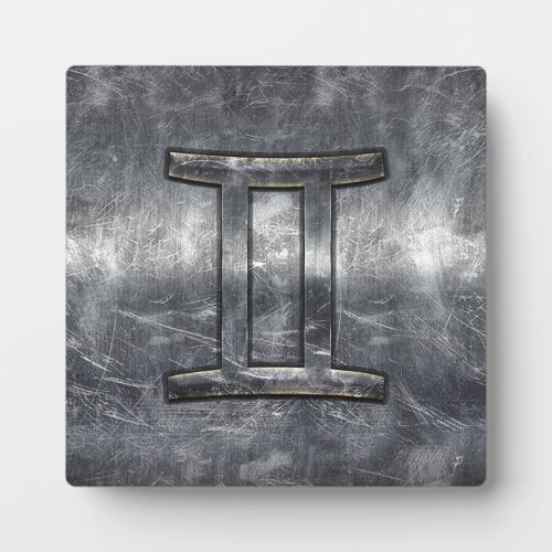 Gemini Zodiac Sign in Industrial Steel Style Plaque