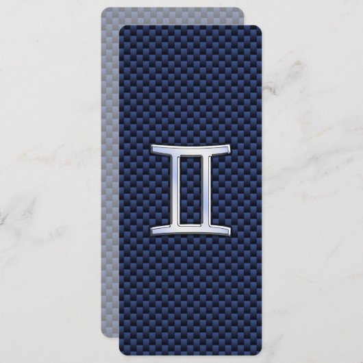 Gemini Zodiac Sign on Blue Carbon Fiber Style (Front/Back)