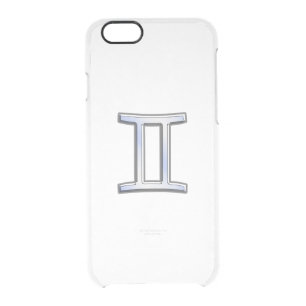 Gemini Zodiac Sign on Blue Carbon Fiber Style Clear iPhone 6/6S Case