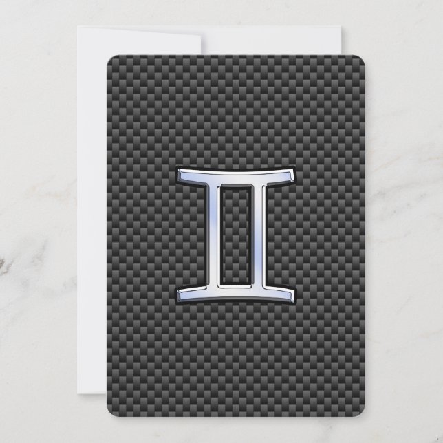 Gemini Zodiac Sign on Charcoal Carbon Fiber Print (Front)