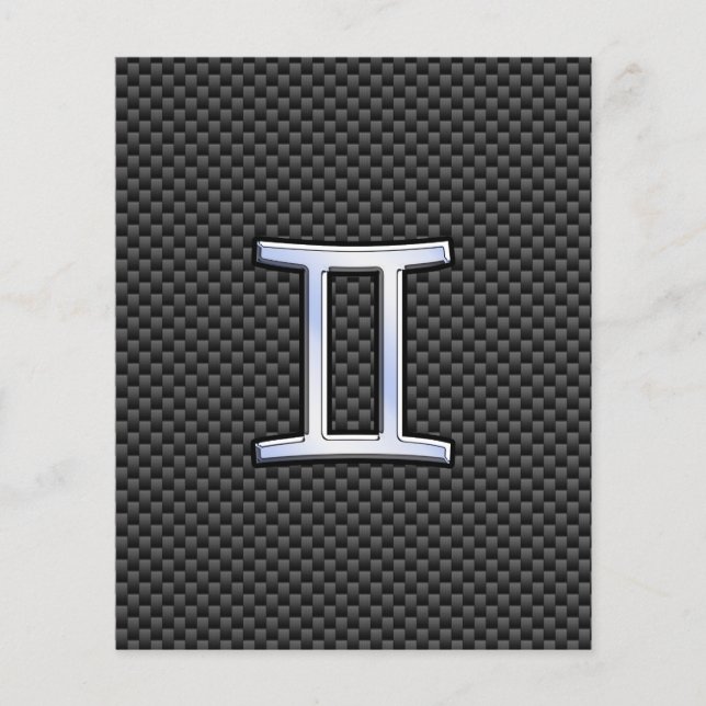 Gemini Zodiac Sign on Charcoal Carbon Fiber Print Flyer (Front)