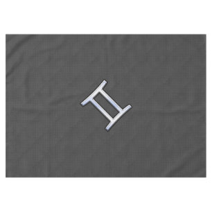 Gemini Zodiac Sign on Charcoal Carbon Fiber Print Tablecloth