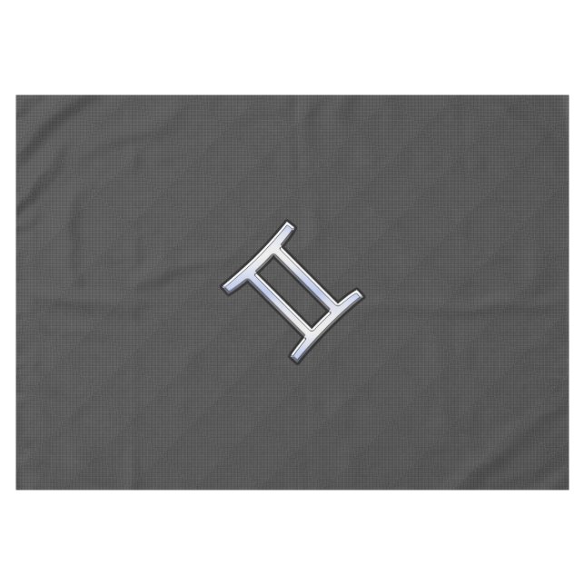 Gemini Zodiac Sign on Charcoal Carbon Fiber Print Tablecloth (Front (Horizontal))